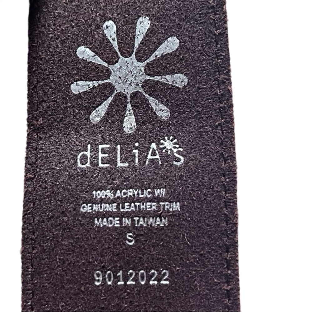 dELiA*s Brown Leather and Black/White Woven Accent Belt - Picture 4 of 5